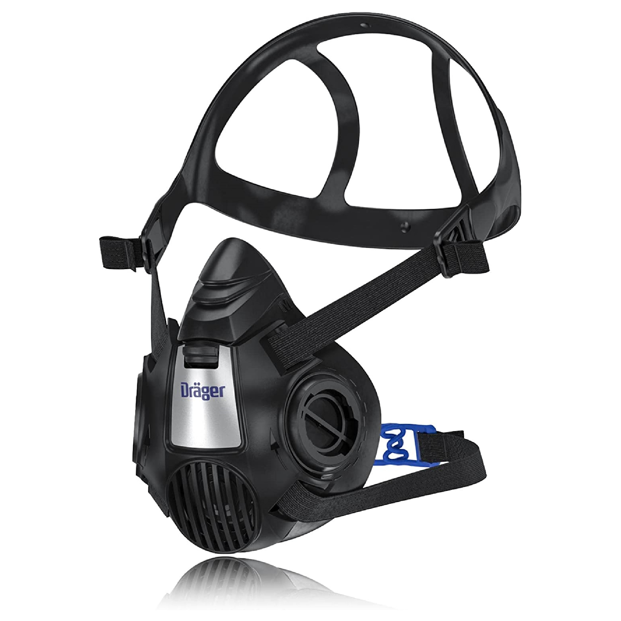 Schwarze Dräger Atemschutz-Halbmaske mit Kopfbebänderung