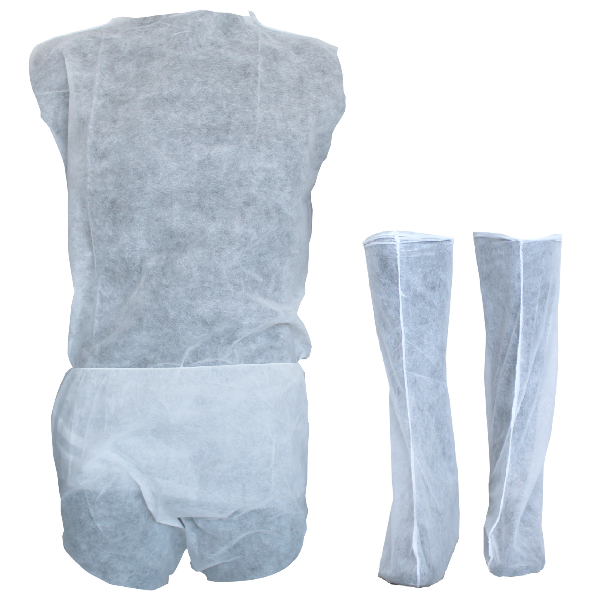Weißer Einwegunterwäsche-Set mit separaten Überziehschuhen