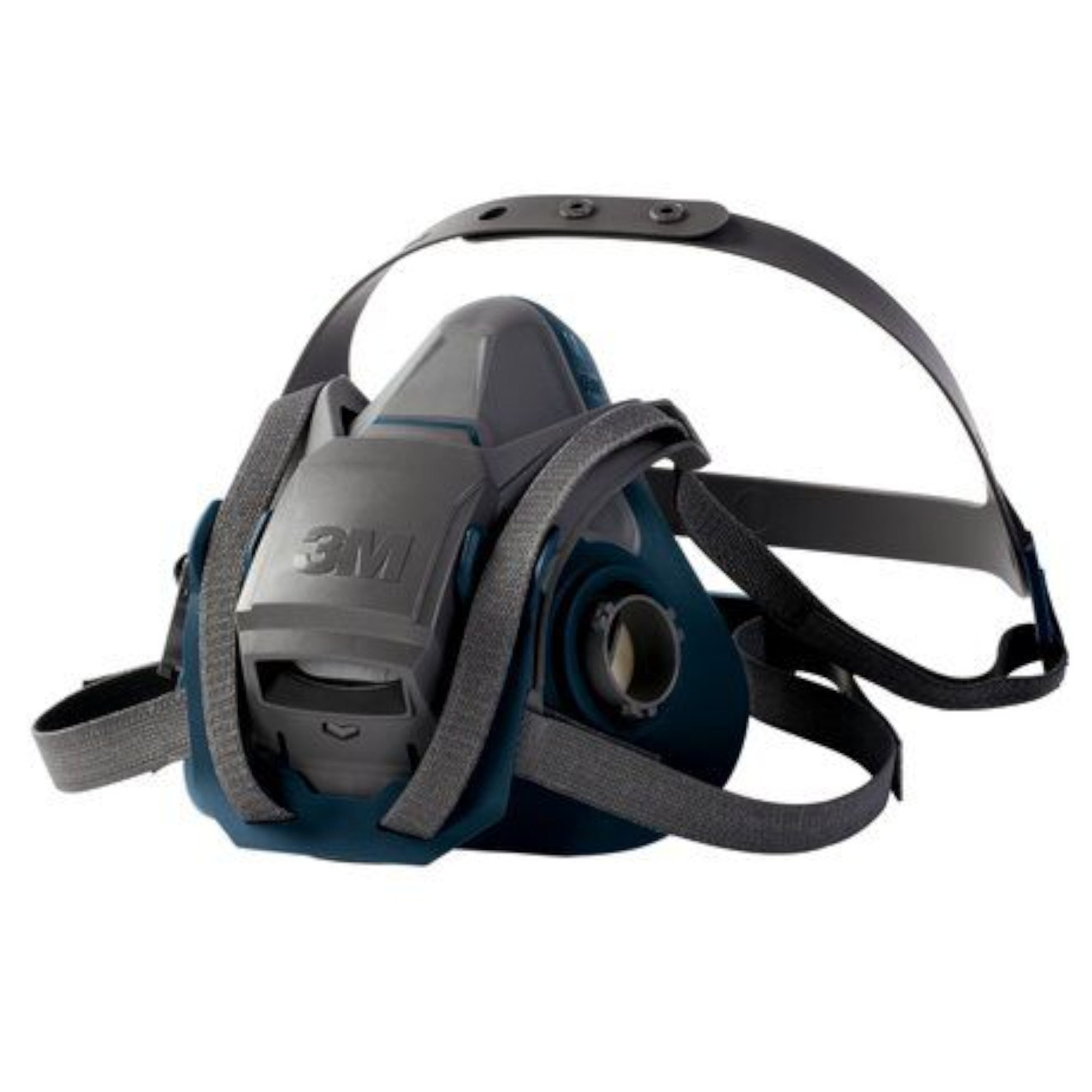 3M Halbmaske mit Kopfbändern und Filteranschlüssen, grau-blau