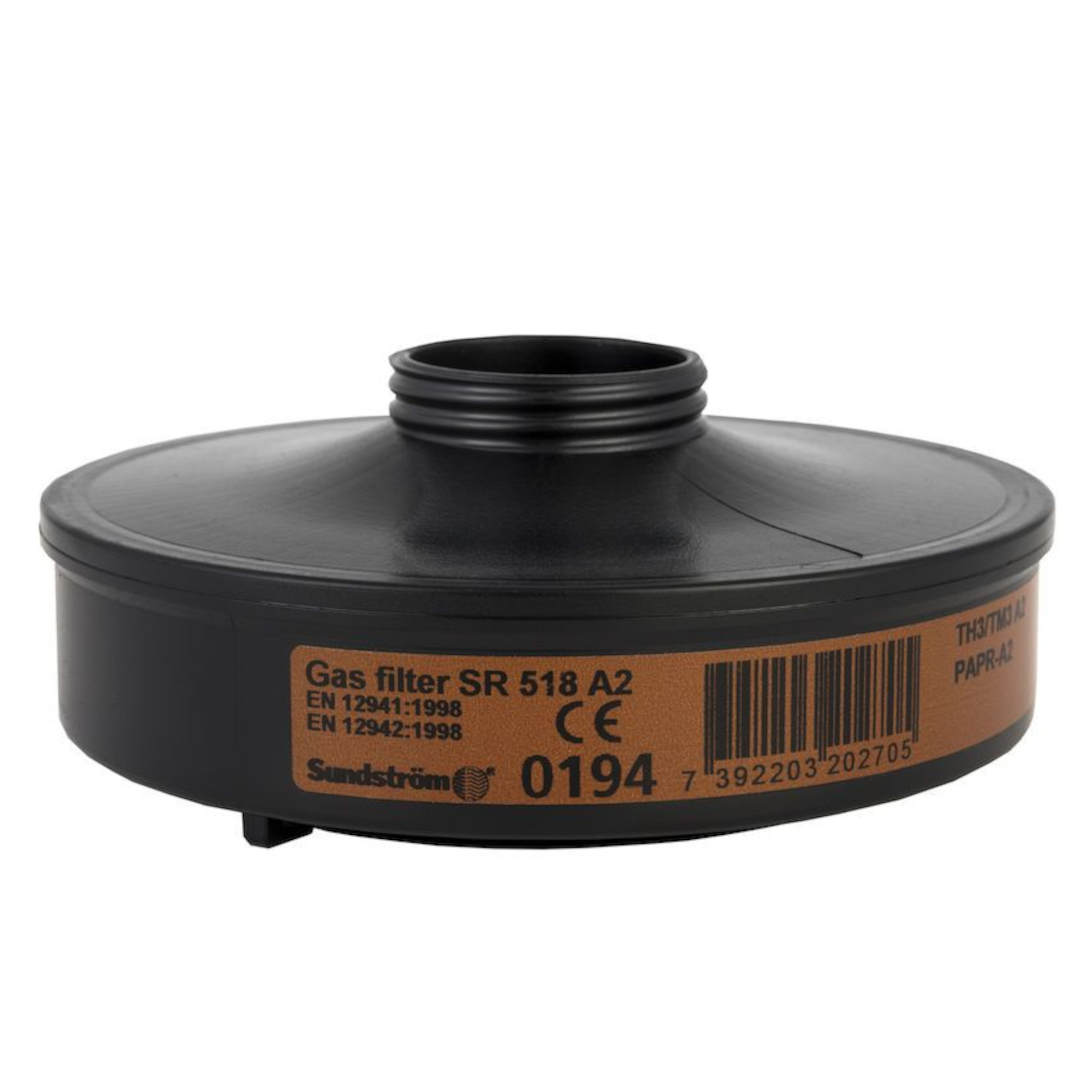 Sundström Gasfilter SR 518 A2, schwarz, rund, für Atemschutzmaske