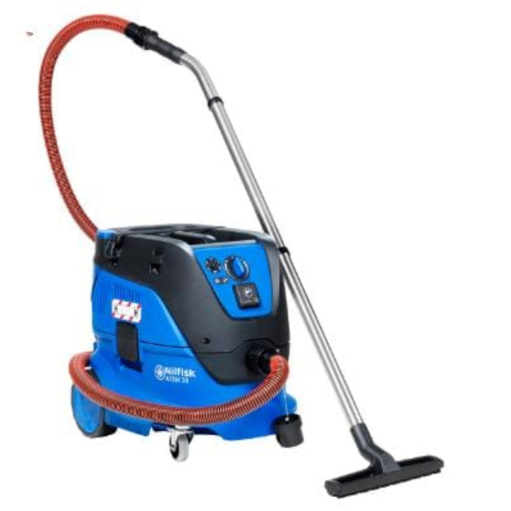 Nilfisk Industriesauger, blau-schwarz, mit Saugschlauch, Teleskoprohr und Bodendüse