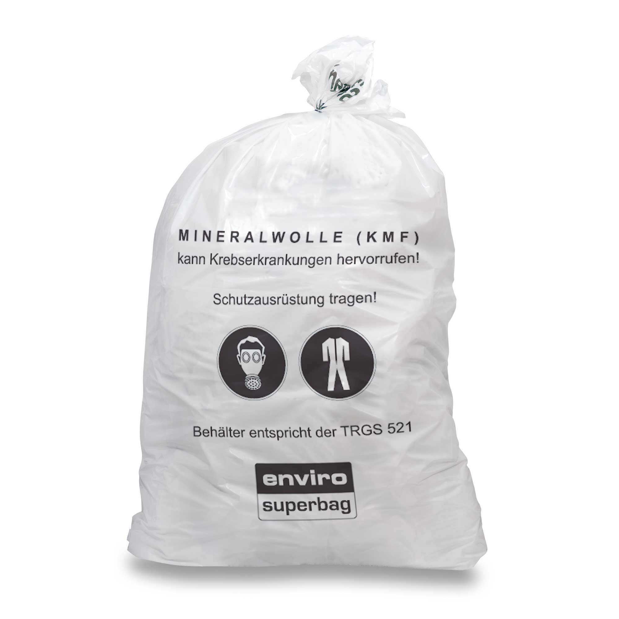 Enviro Superbag für Mineralwolle (KMF), TRGS-521-konform, mit Gefahren- und Schutzhinweisen