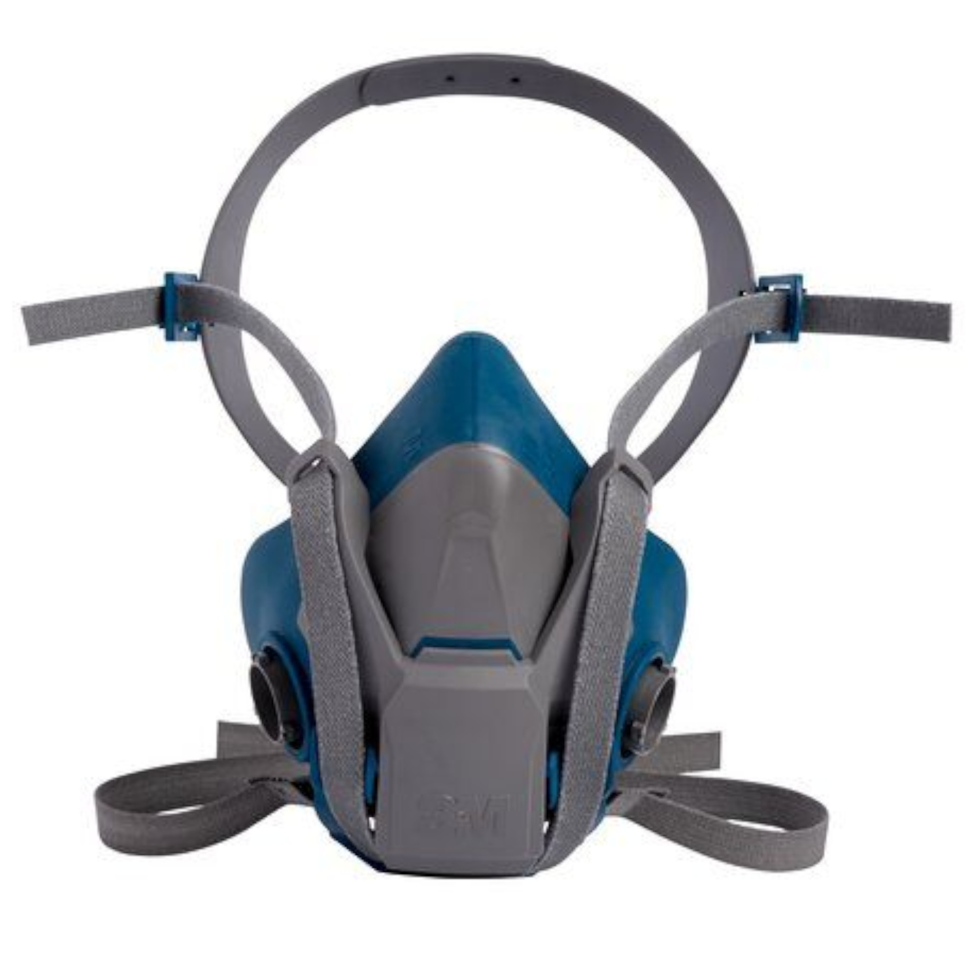 3M Halbmaske mit Kopfbändern und Filteranschlüssen, grau-blau