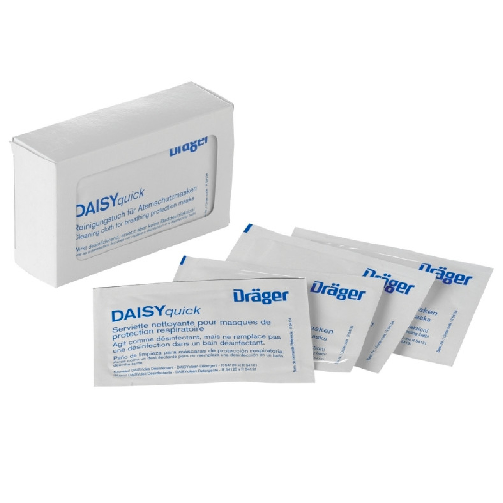 Dräger DAISYquick Reinigungstücher für Atemschutzmasken, Einzelsachets und Verpackungskarton