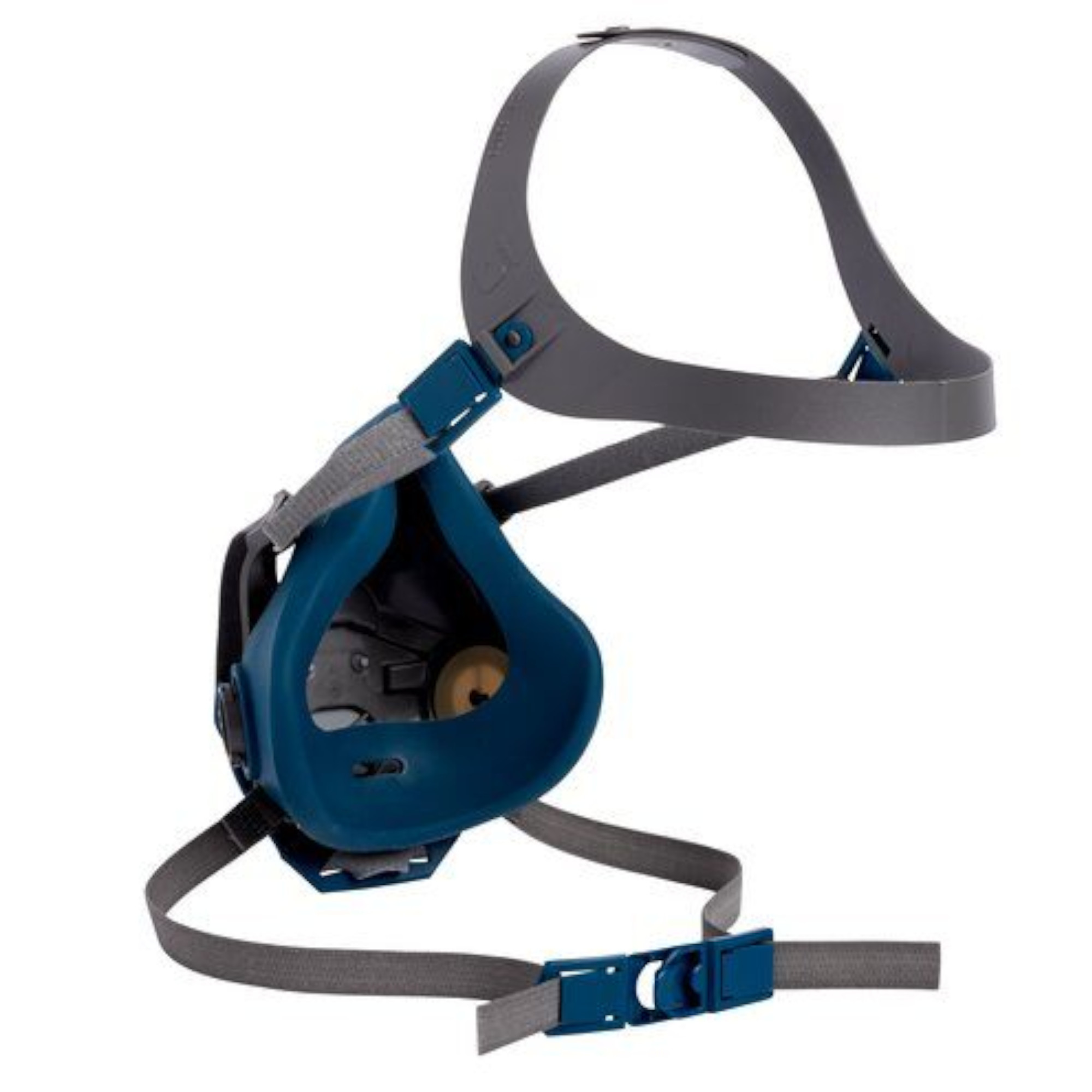 3M Halbmaske mit Kopfbändern und Filteranschlüssen, grau-blau