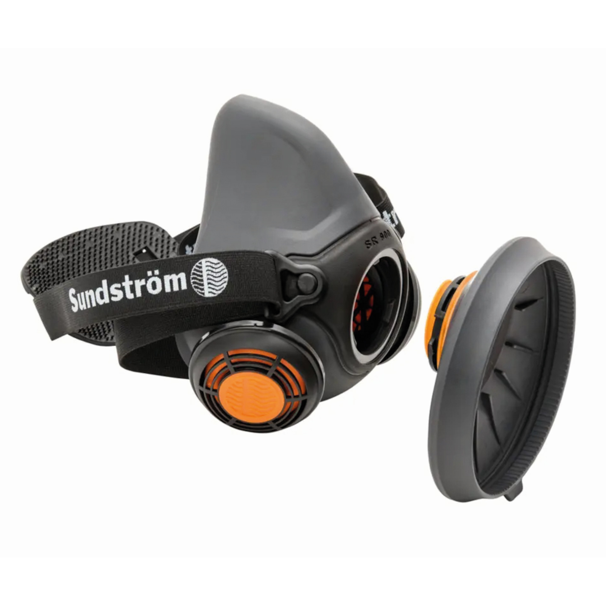 Sundström Halbmaske SR 900 mit abnehmbarem Filterhalter, grau-orange