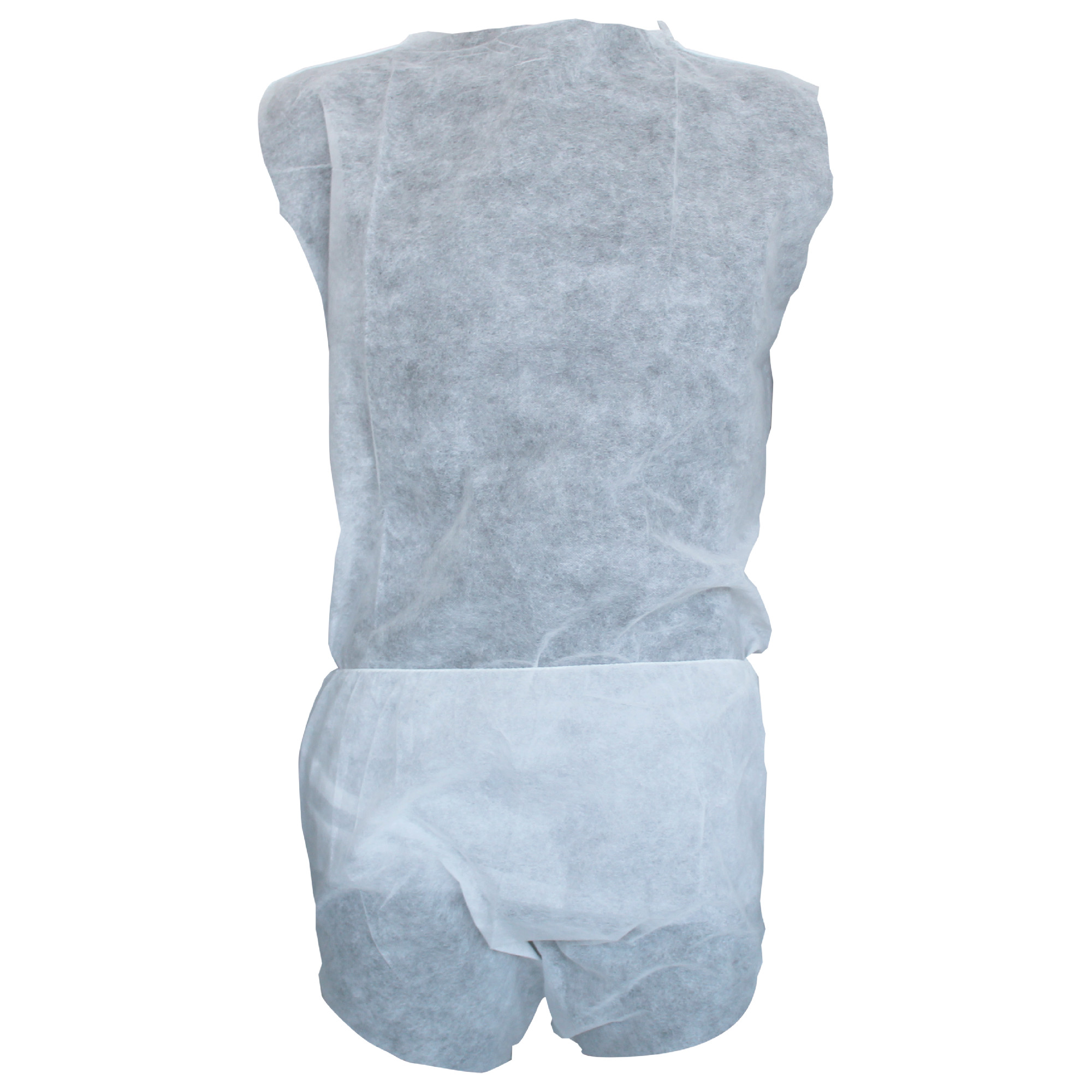 Mannequin mit weißem, transparentem Einwegunterwäsche-Set als hygienische Schutzkleidung.