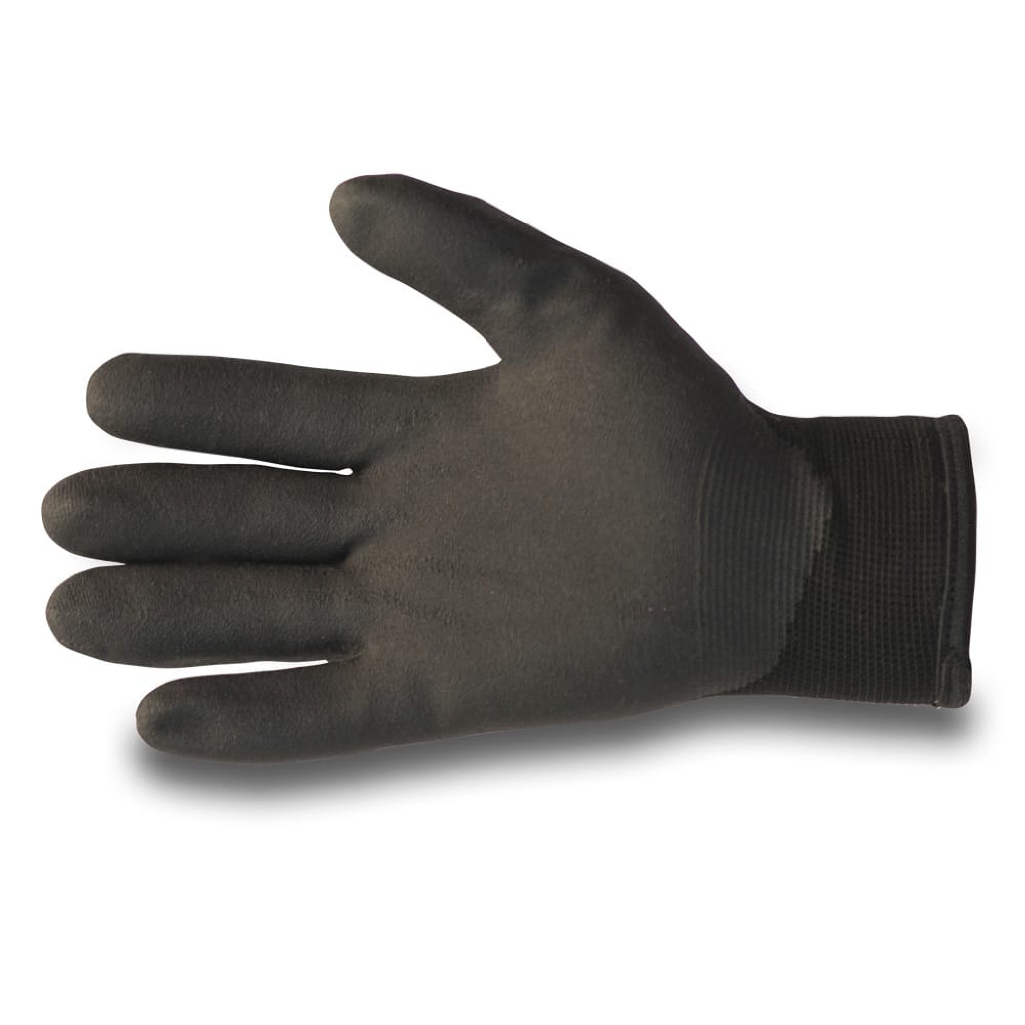Schwarzer Arbeitshandschuh mit PU-Beschichtung und Strickbund