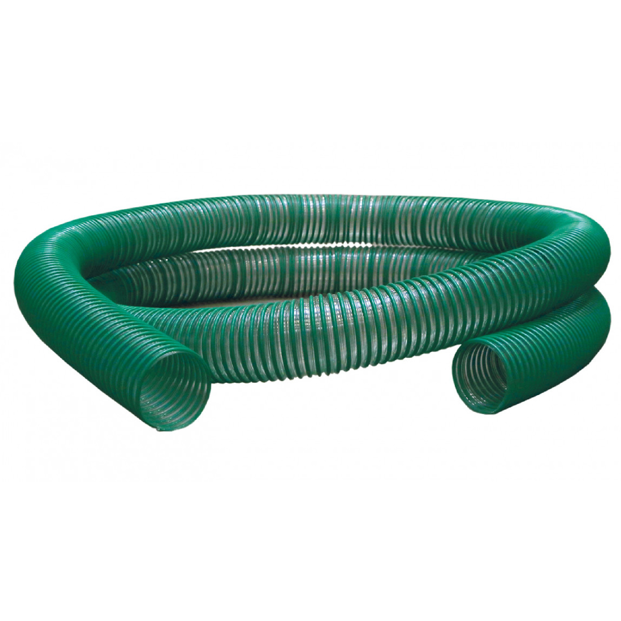 Ein flexibler, grüner Schlauch mit Rillenwindungen. Er ist elastisch und biegsam, ideal für verschiedene Anwendungen wie Entwässerung oder Luftzirkulation. Der Schlauch liegt in einer geschwungenen Form und hat an beiden Enden offene Öffnungen.
