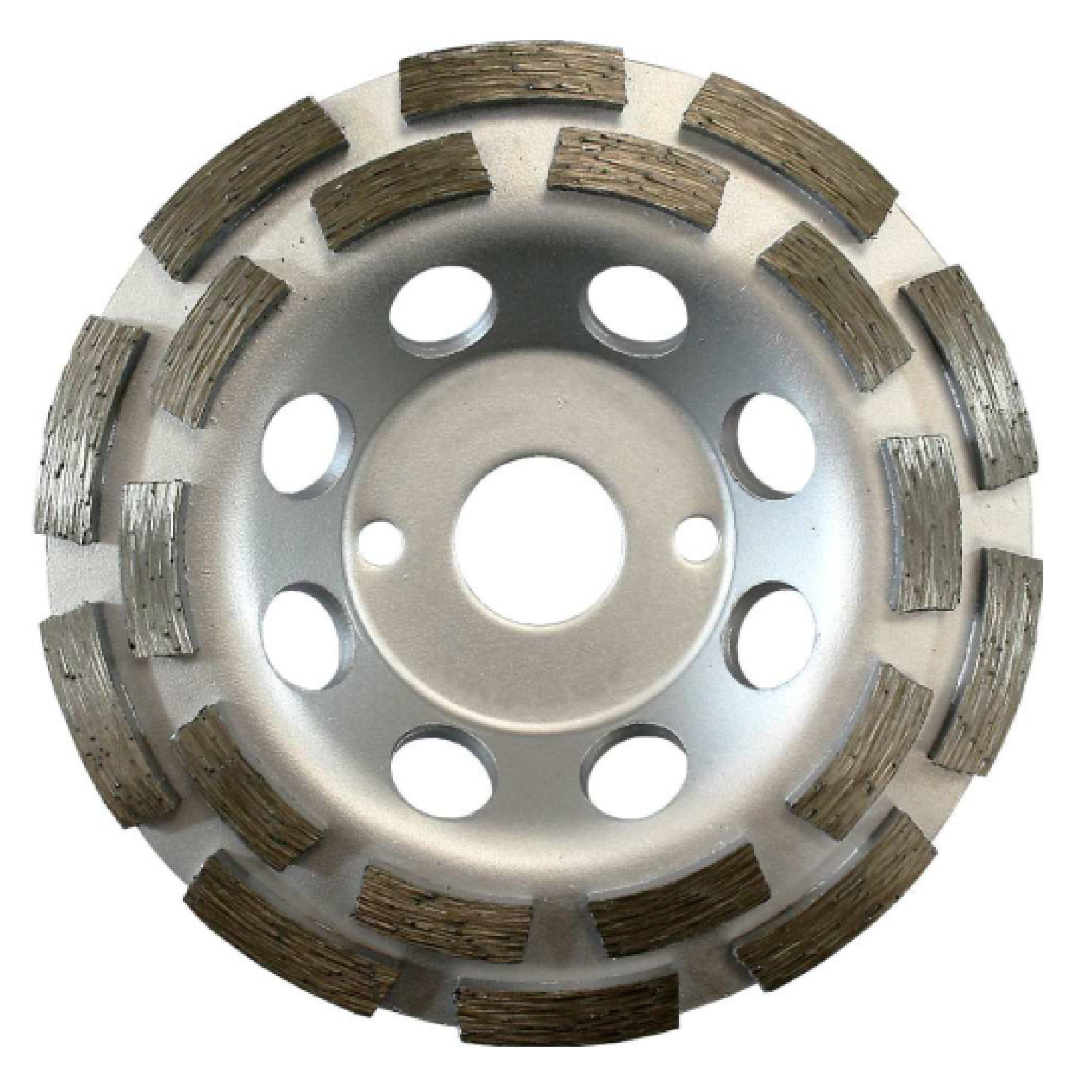 Runde Diamanttrennscheibe aus Metall mit zentralem Loch, Diamantsegmenten und Kühlöffnungen