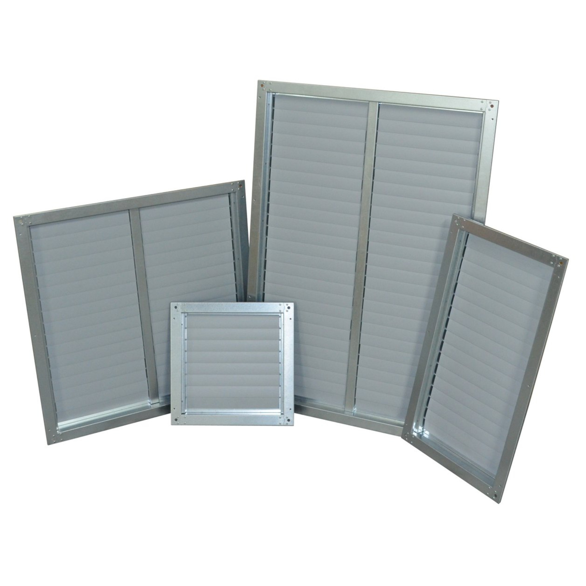 Zuluftklappen mit Aluminiumrahmen, vier Größen, weiß-silber