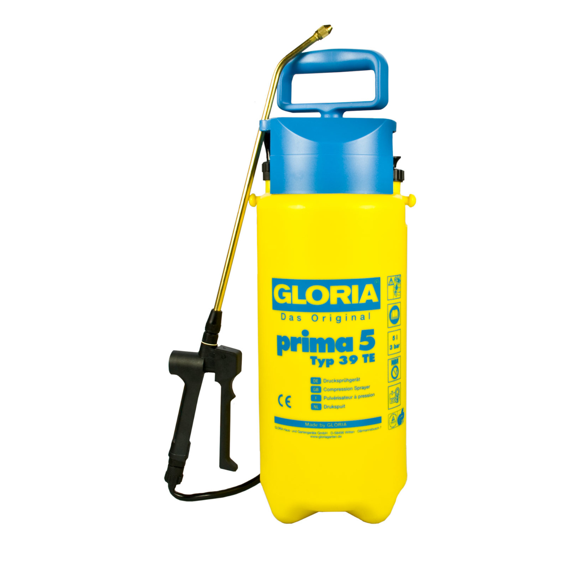 Gloria Prima 5 Drucksprühgerät, Typ 39 TE, 5 Liter, gelb-blau